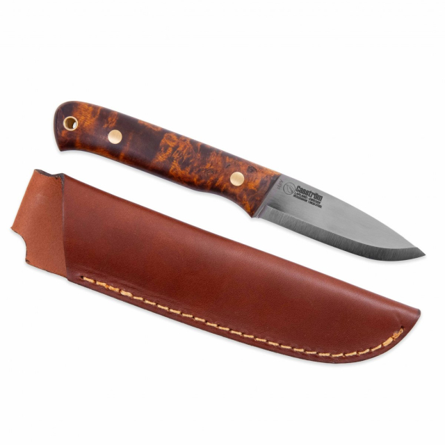 Casström Woodsman Wolverine puukko tummaa masurikoivua