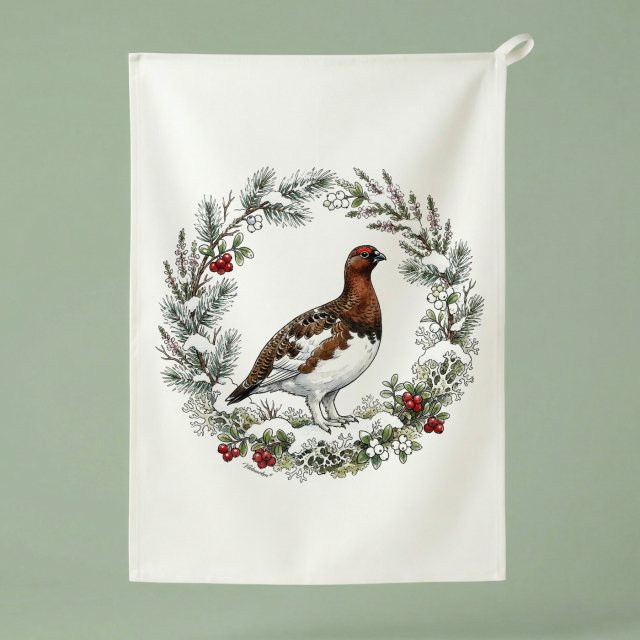 Dal grouse in natural wreath - Keittiöpyyhe 50x70 cm - Keittiöpyyhe 50x70 cm