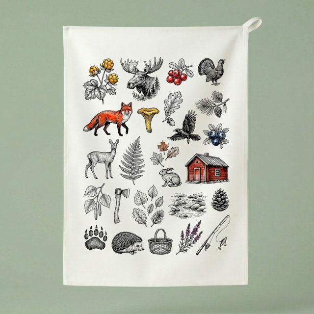Metsäelämää - Keittiöpyyhe 50x70 cm